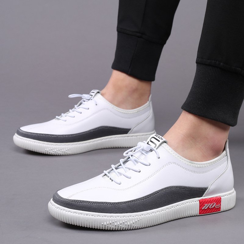 2021 autumn new leather white shoes breathable one-foot casual shoes lazy shoes trendy shoes men's shoes